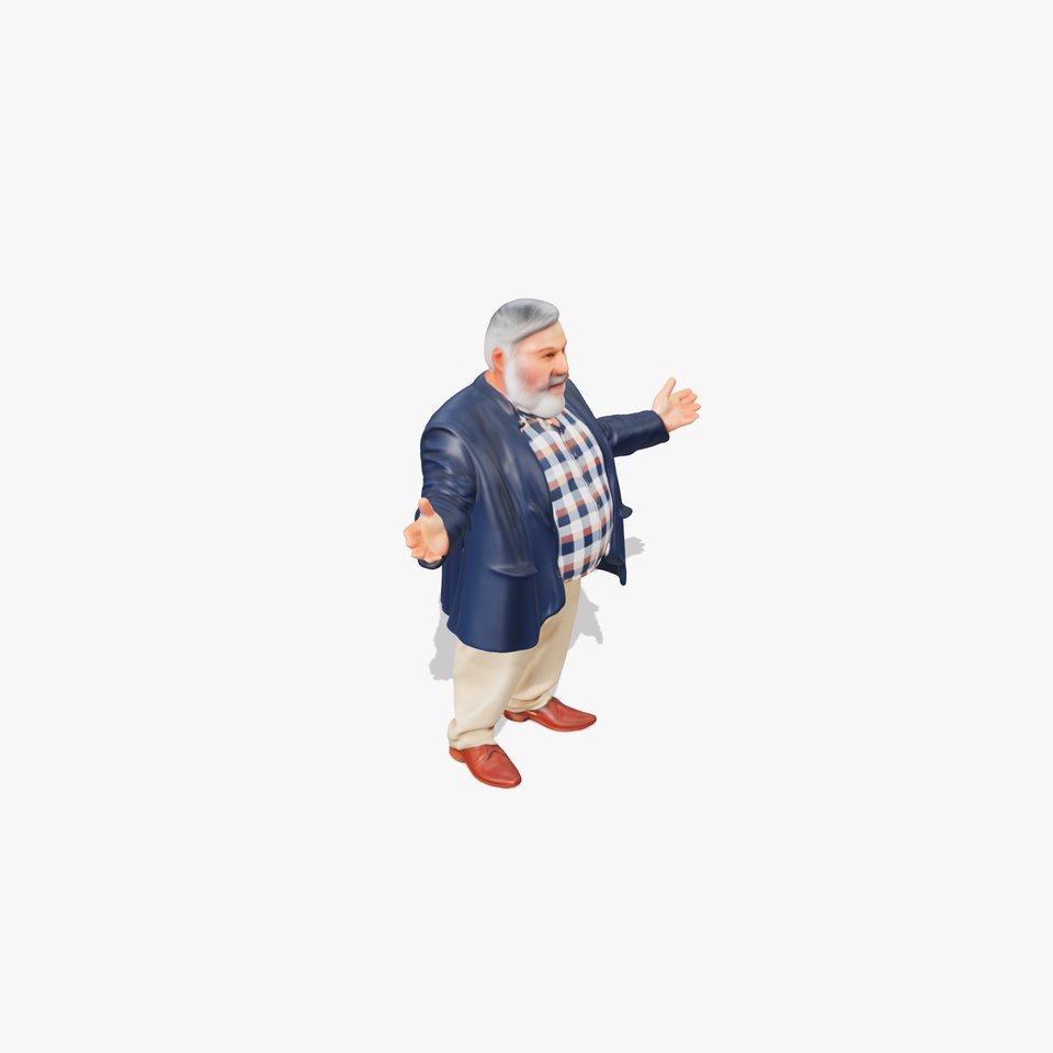 Friendly Elderly Businessman D Model in Smart Casual Attire